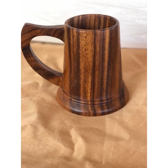 vintage /Antique Wooden Cup Handmade Coffee Tea Beer Juice Milk Mug Drink - Picture 3 of 7